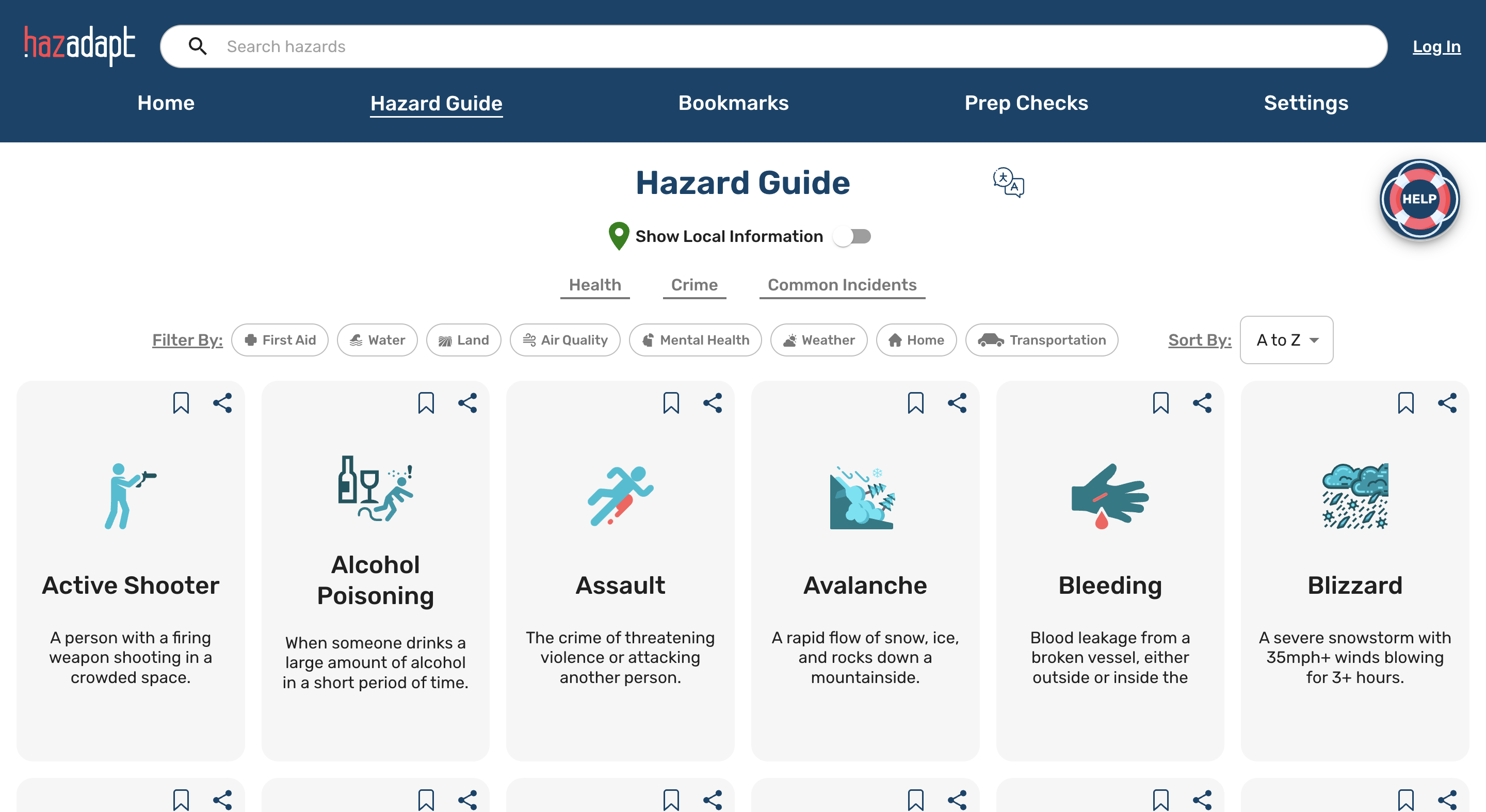 HazAdapt hazard guide